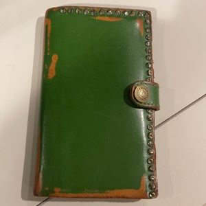 Campomaggi Italian vintage studded green wallet